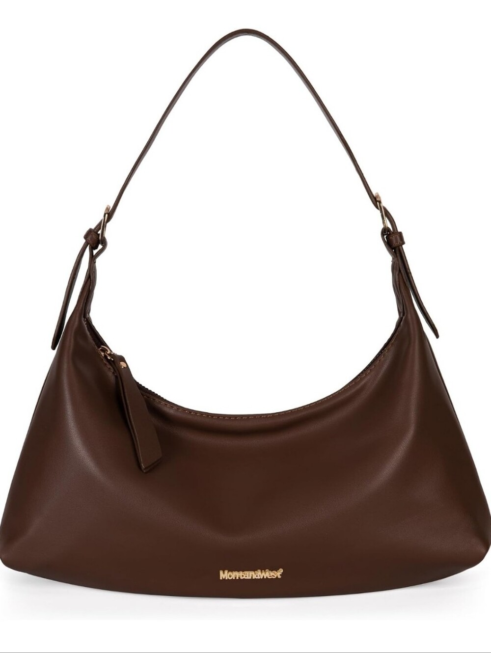 Montana West Brown Shoulder Bag Purse Satchel Faux Leather Zip Closure